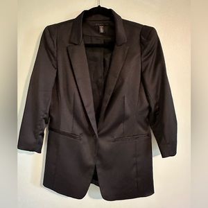 Kenneth Close Blazer Jacket Single Button Long Sleeve Flat Pockets Black Size